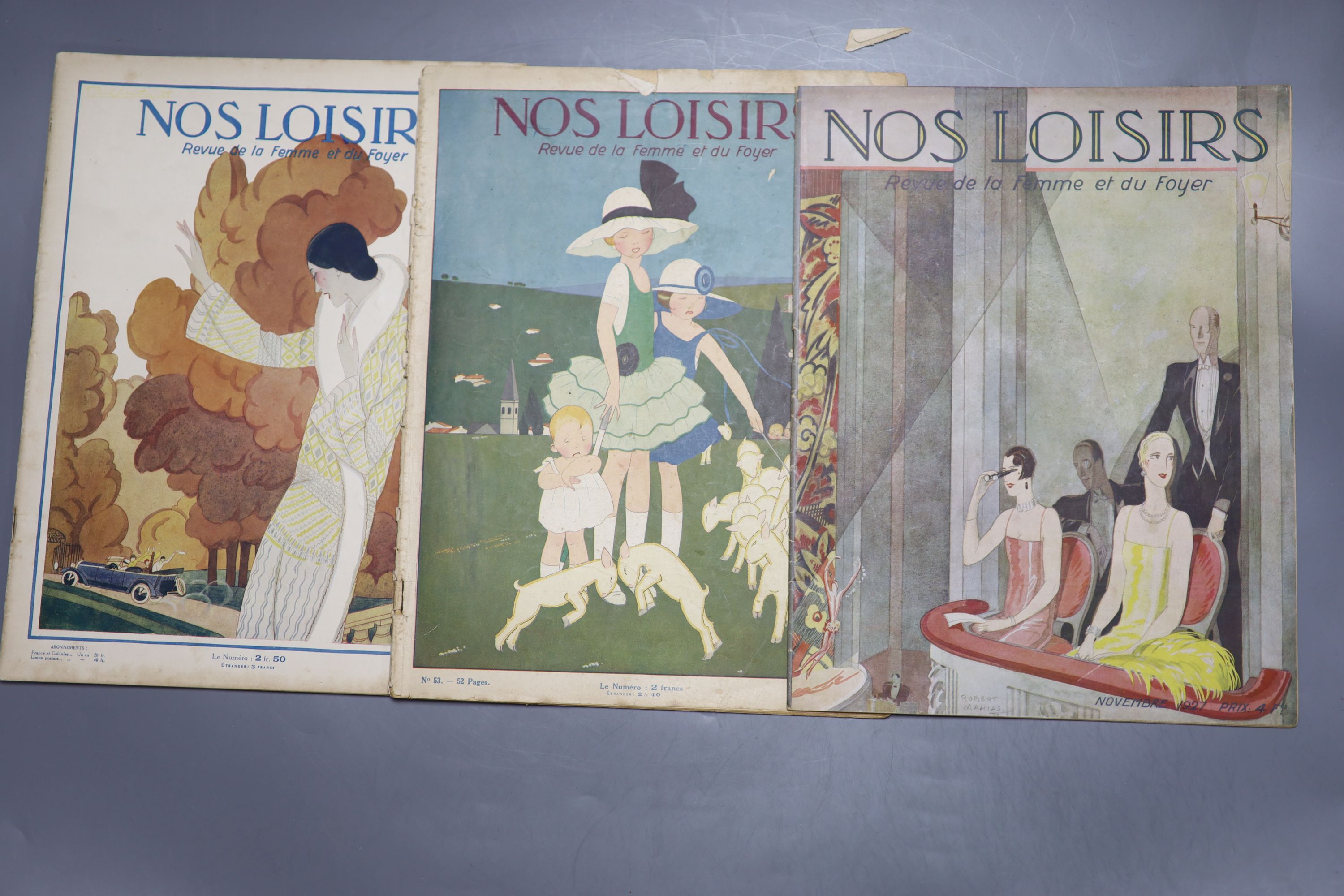 Five French illustrated magazines, Nos Loisirs, Revue de la Femme et du foyer , 1923/1925/1927